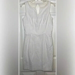 Woman HOSS INTROPIA off White Sleeveless Texture V-neck Shift Dress Sz 36 US 4